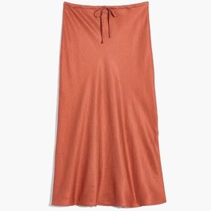 Madewell Linen-Blend Drawstring Midi Slip Skirt